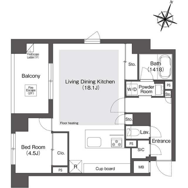 スタイリオ目黒大橋ＨＩＬＬＳＩＤＥ 101号室の間取り図